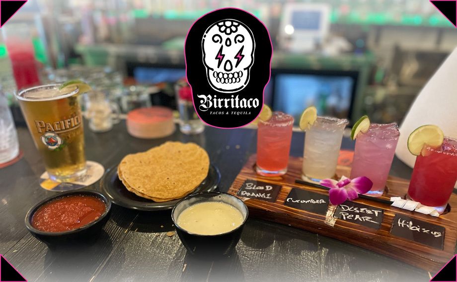 Birritaco tacos and margarita flight