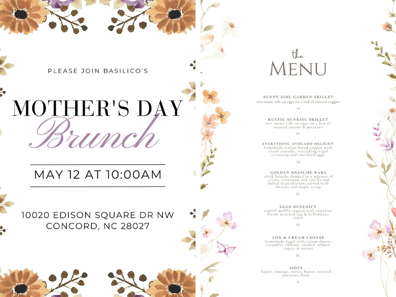 Bacilico's Mother's Day brunch menu