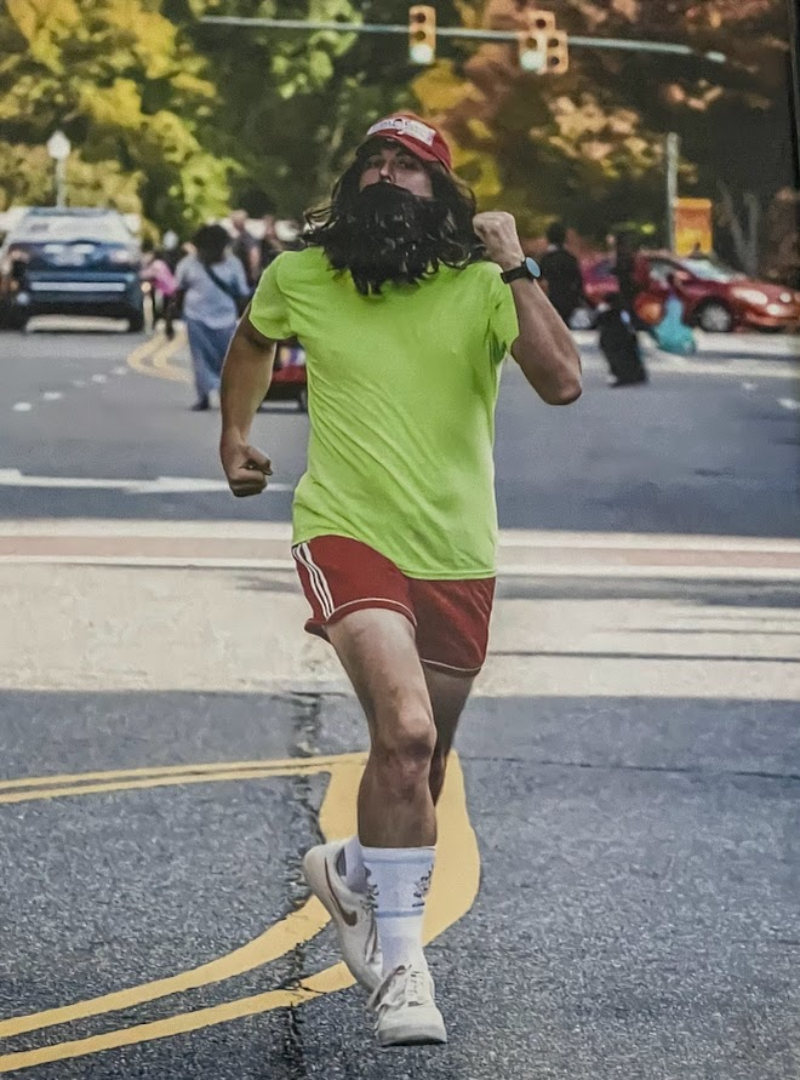 Jeff Thomas out running as Forest Gump