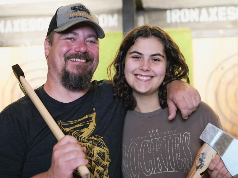 Man and woman at Iron Axe Society within Gibson Mill