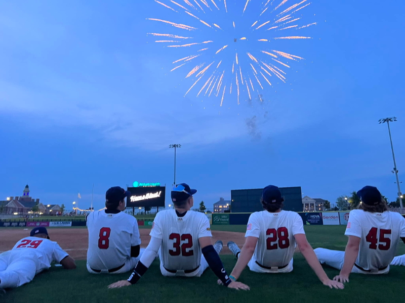 Cannon ballers watching fireworks