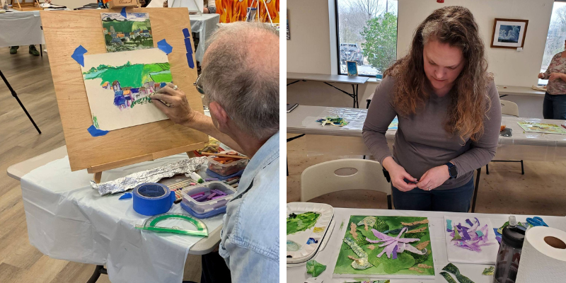 Artists at work at a Cabarrus Art Guild workshop