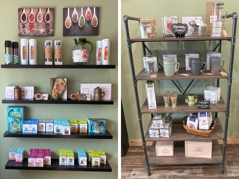 Product shelving at The Spice and Tea Exchange