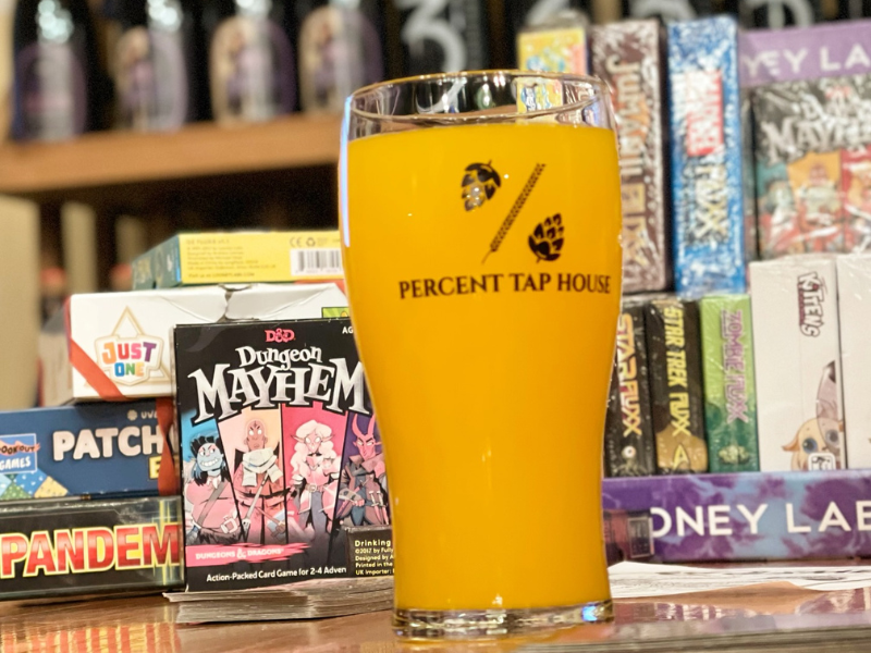 games with Percent Tap House glass