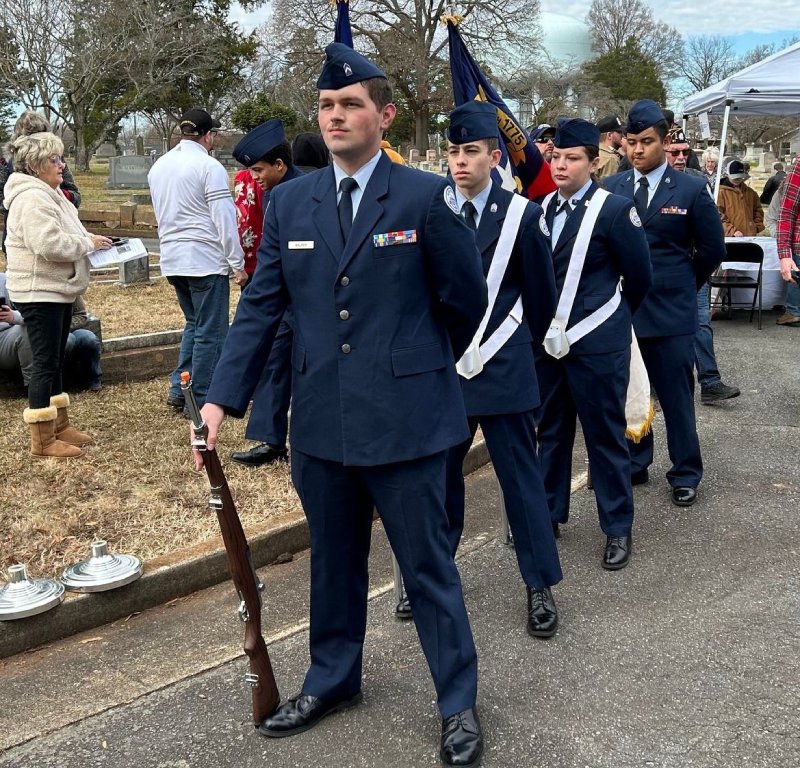 Company in uniform at the Wreaths Across America ceremony