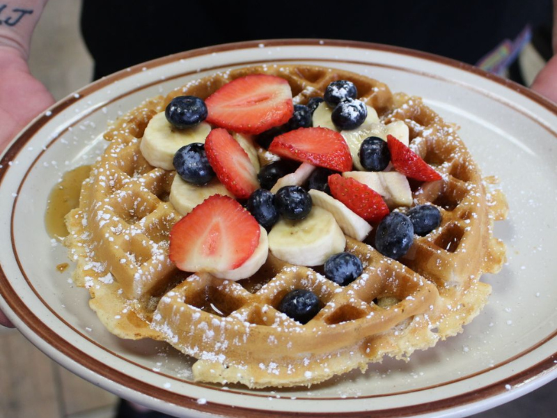 waffle topped with fruit