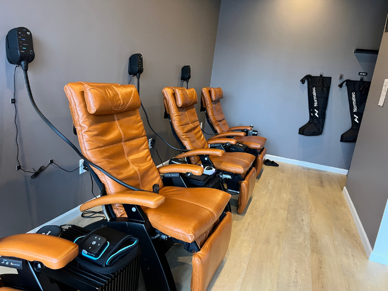 Leather treatment chairs at Augment