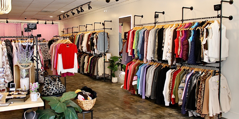 Racks of clothing at Restoration Market