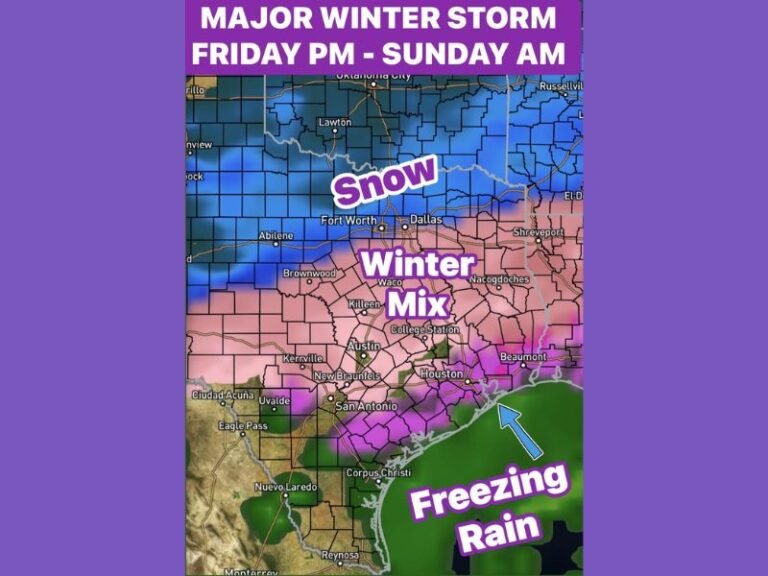 Arctic Air Collides With Gulf Moisture to Produce Major Winter Storm From Texas to the Southern Plains Friday Through Sunday
