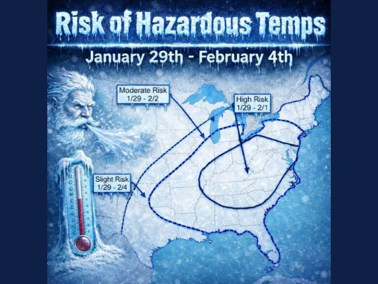 Arctic Air Outbreak to Grip Midwest, Great Lakes, Appalachians, Southeast, and Florida With Dangerous Cold From January 29 to February 4