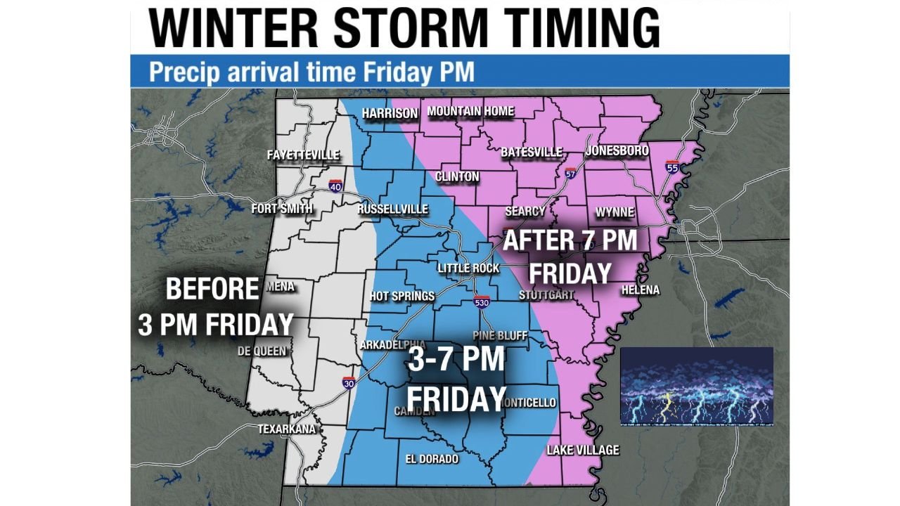 Arkansas Braces for Rapidly Deteriorating Winter Weather as Frozen Precipitation Arrives Friday Afternoon and Evening