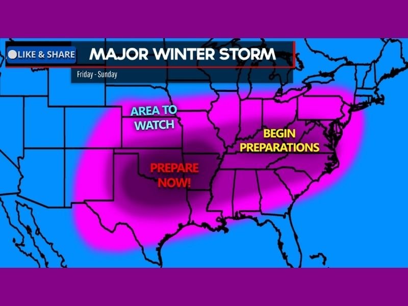 High-Impact Winter Storm Targets Texas, Oklahoma, Arkansas, Tennessee, and the Carolinas With Dangerous Ice, Heavy Snow, and Widespread Power Outage Risk