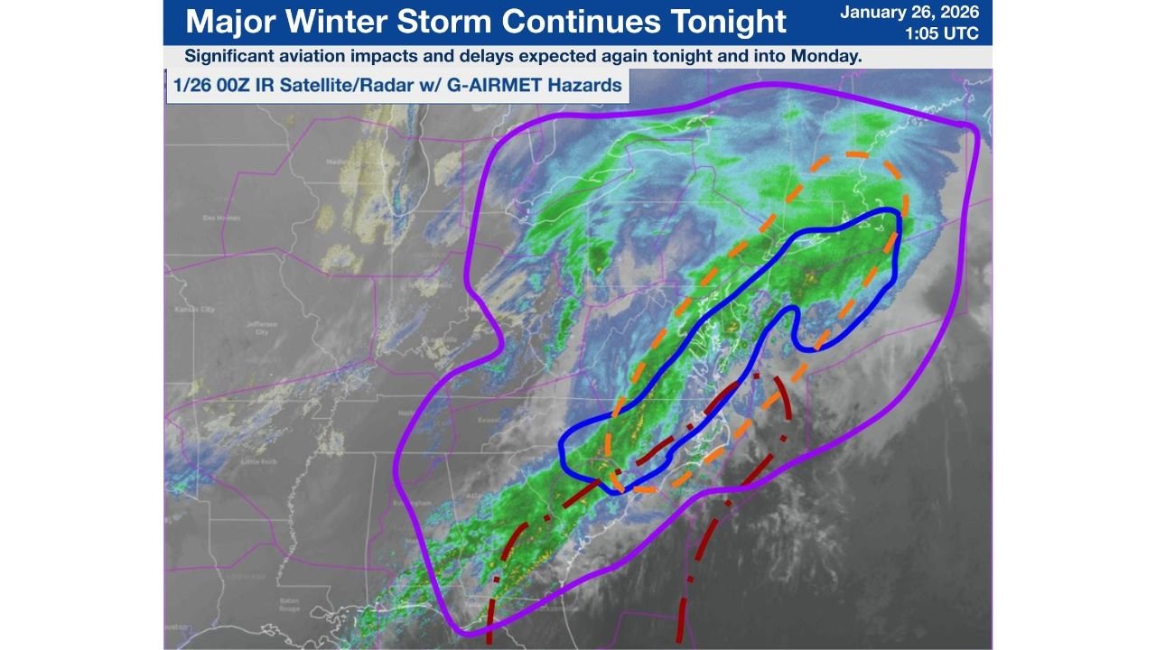 Major Winter Storm Disrupts Aviation Across New York, Pennsylvania, New Jersey, Massachusetts Through Monday Morning