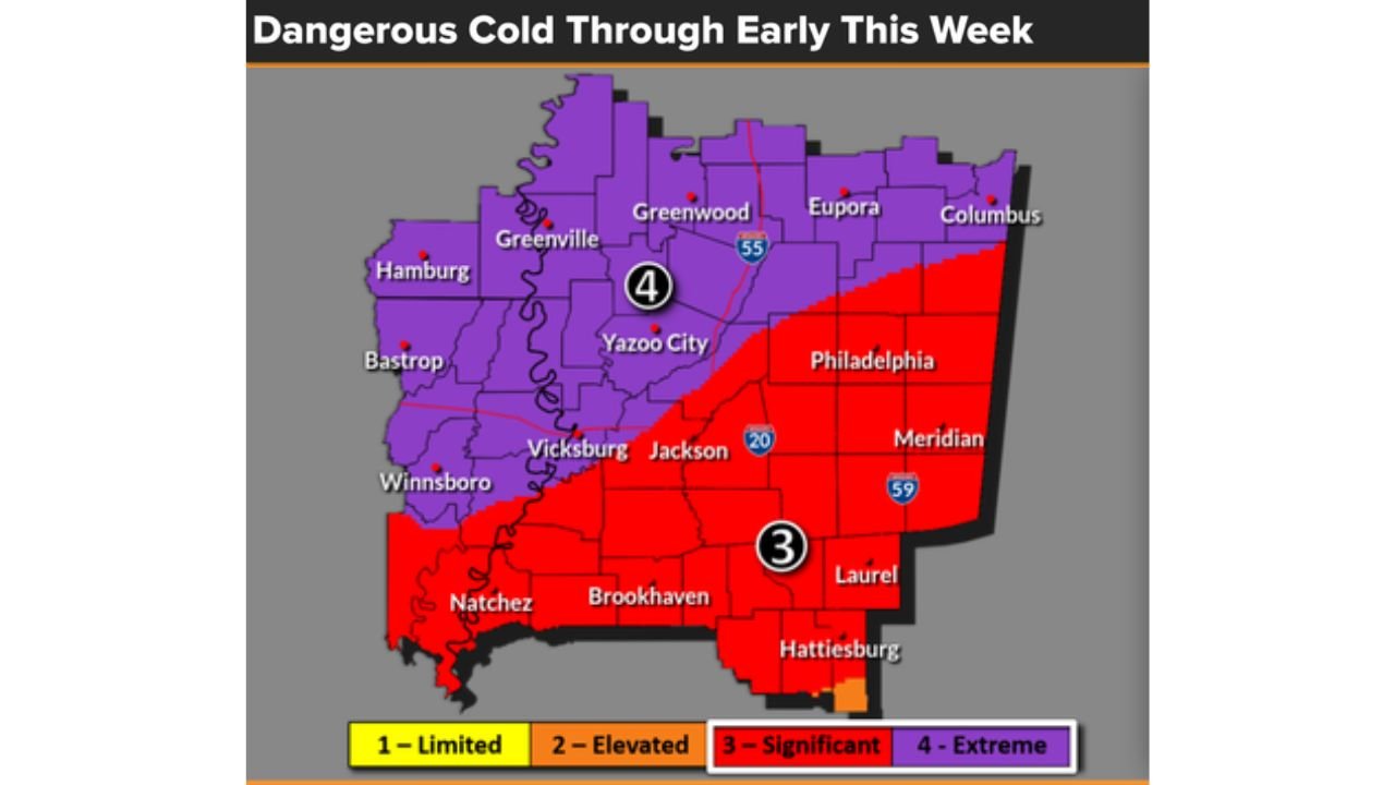 Mississippi Faces Extreme to Significant Cold Through Early This Week as Wind Chills Drop Below Zero Overnight