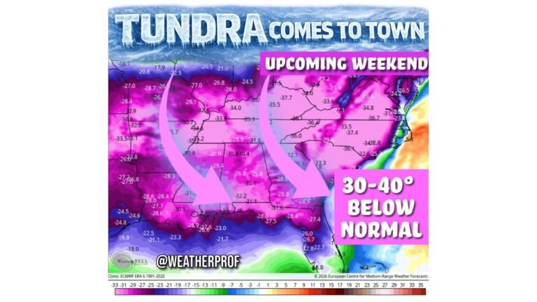 North Carolina, South Carolina, Georgia, Alabama, Mississippi and Tennessee Face Arctic Blast With Temperatures 30–40 Degrees Below Normal This Weekend