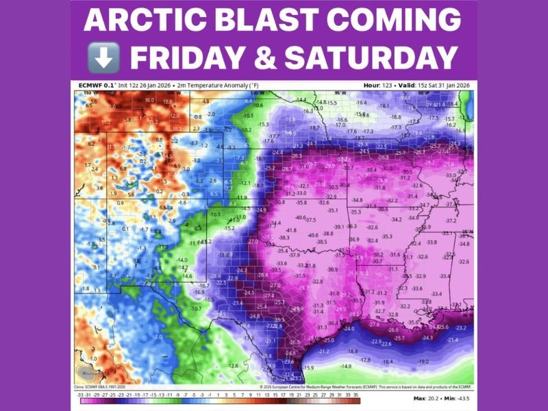 North Texas Faces Another Arctic Surge as Temperatures Plunge Back Into Teens and Low 20s This Weekend