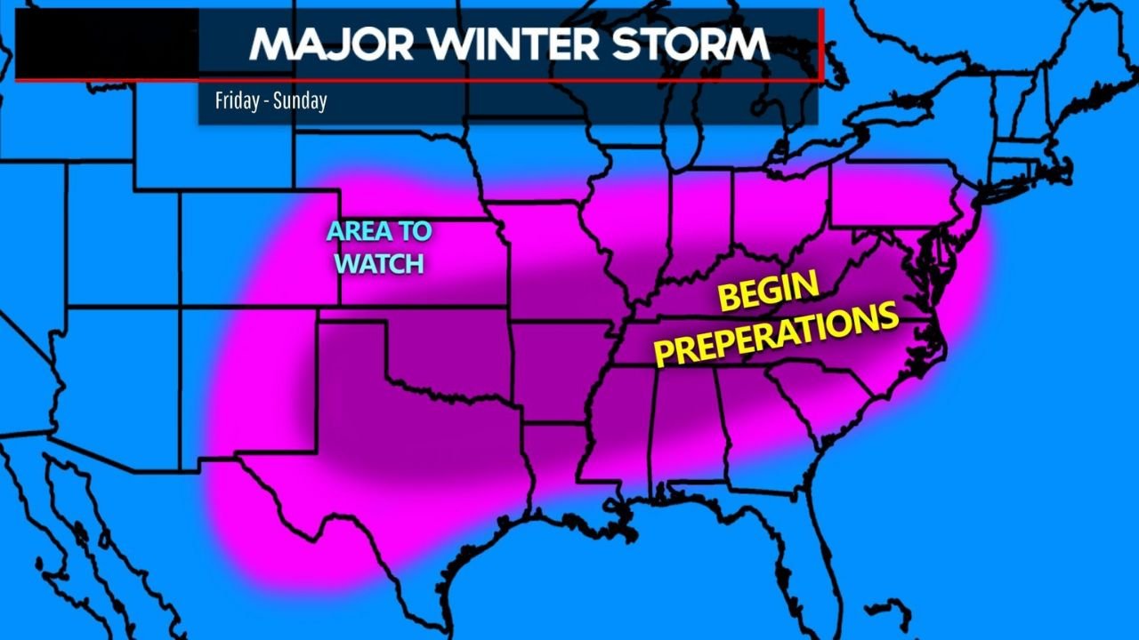 Oklahoma, Arkansas, Texas, Tennessee, Kentucky, Ohio, and Pennsylvania Face Major Winter Storm With Ice and Heavy Snow Likely This Weekend