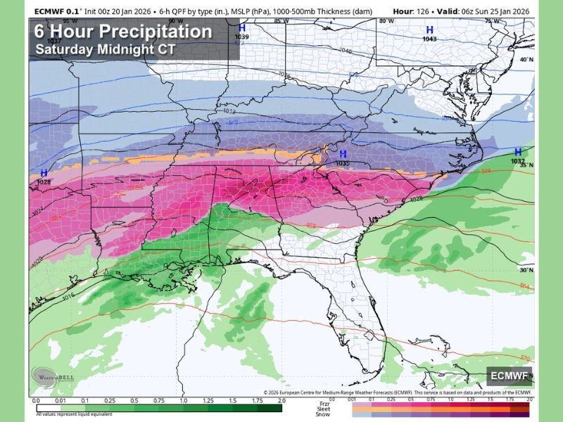 Shallow Arctic Air and Gulf Moisture Set the Stage for a High-Impact Winter Storm From Texas Through Alabama and the Carolinas This Weekend
