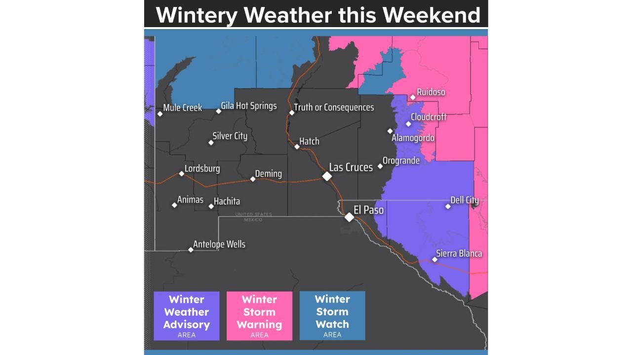 Southern New Mexico Mountains and Far West Texas Shift to Winter Weather Advisories and a Winter Storm Warning as Weekend Snow and Ice Set In