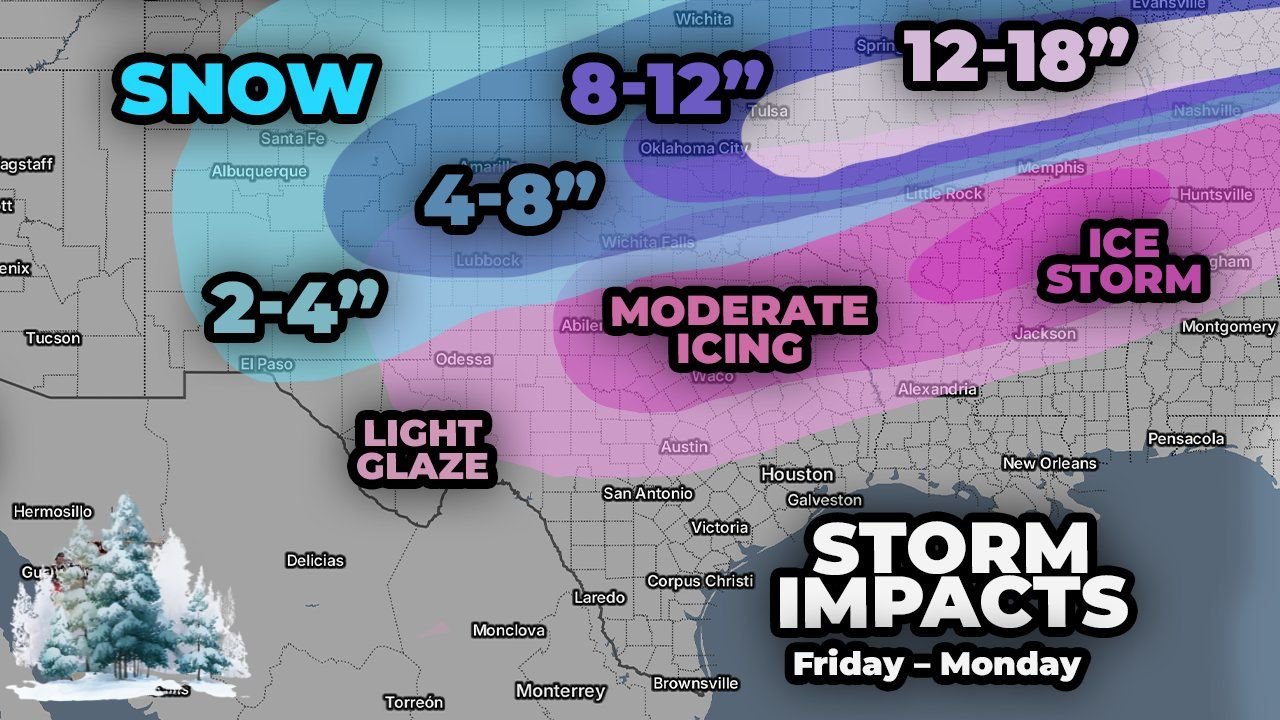 Texas, Oklahoma, and Arkansas Brace for Major Winter Storm With Heavy Snow, Ice, and Dangerous Travel From Friday Through Monday