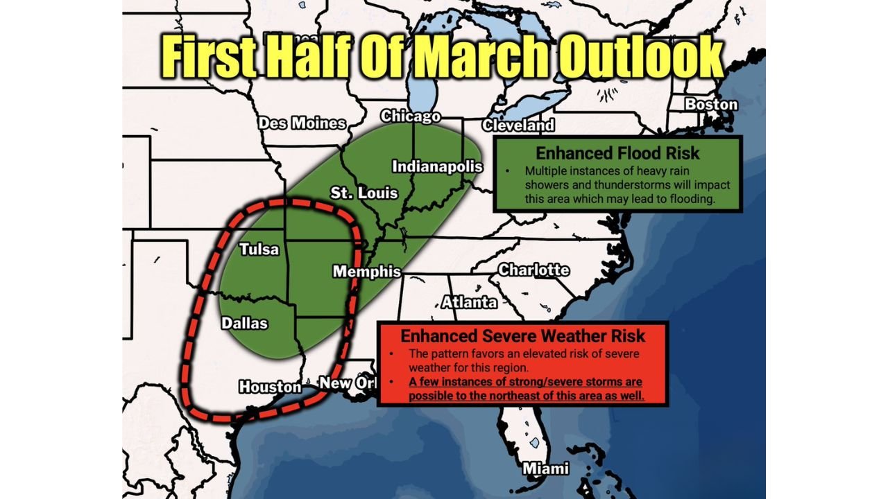 Active Early March Pattern to Bring Flooding From Texas to Ohio and Rising Severe Storm Threat Across the South-Central U.S.