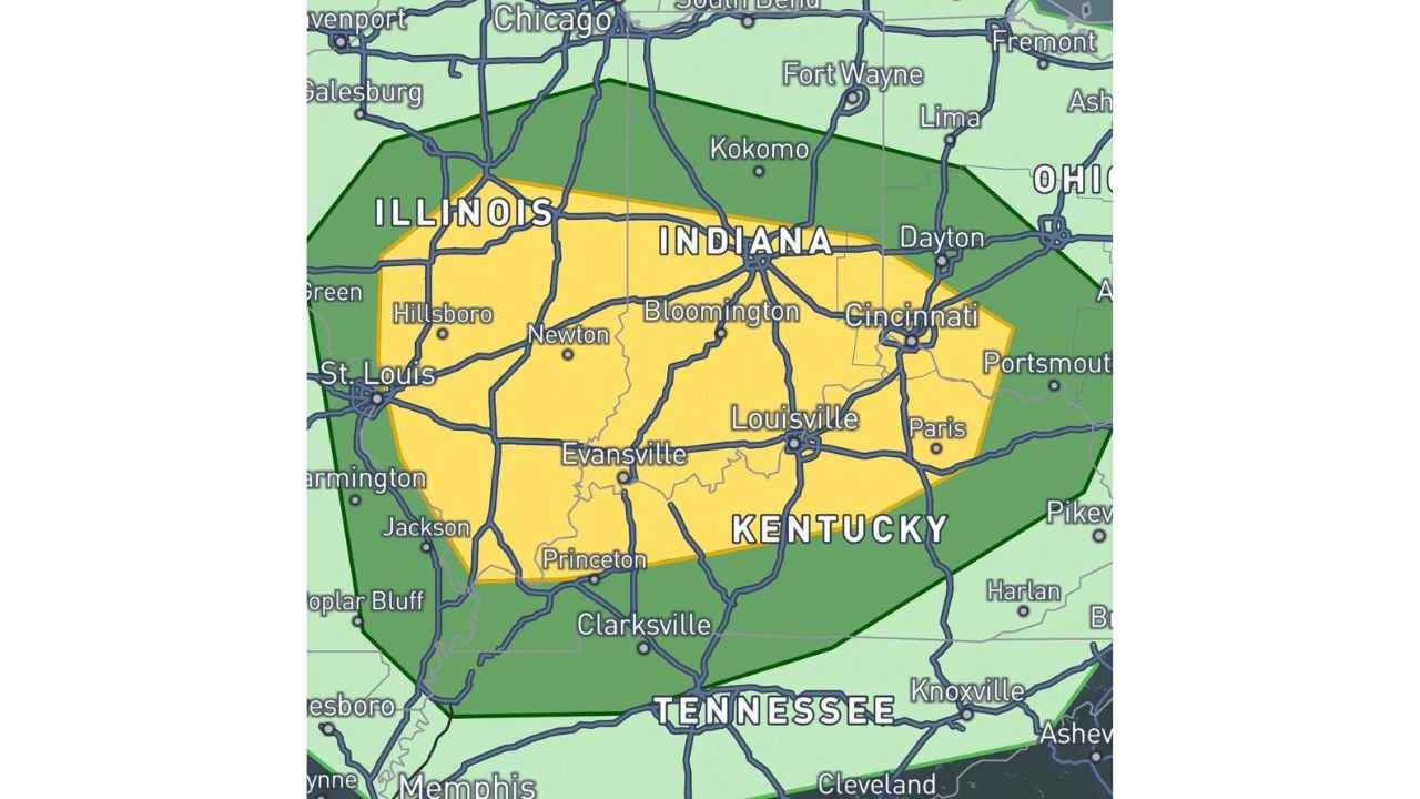 “All-Hazard” Severe Weather Zone Expands Across Illinois, Indiana, Kentucky and Tennessee With Damaging Winds, Hail and Tornado Risk