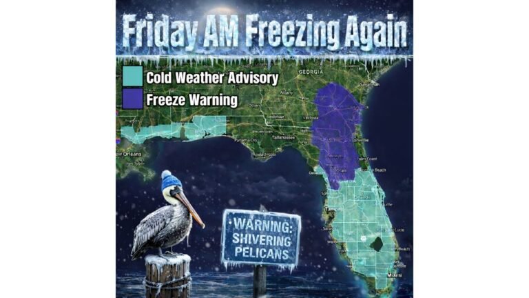 Another Freeze Targets the Deep South and Florida as Friday Morning Cold Pushes Farther South in Relentless 2026 Winter