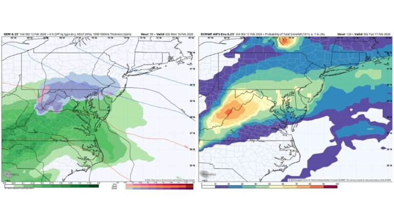 Baltimore and I-95 Corridor Brace for Late-Sunday Snow Chance as Canadian Model Leads Forecast, Rain Likely to Follow Sunday Night