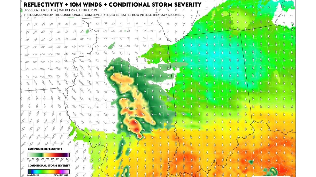 Central Illinois Could See Early Evening Severe Storm Cluster Thursday as Conditional Risk Focuses Near Springfield, Peoria and Decatur