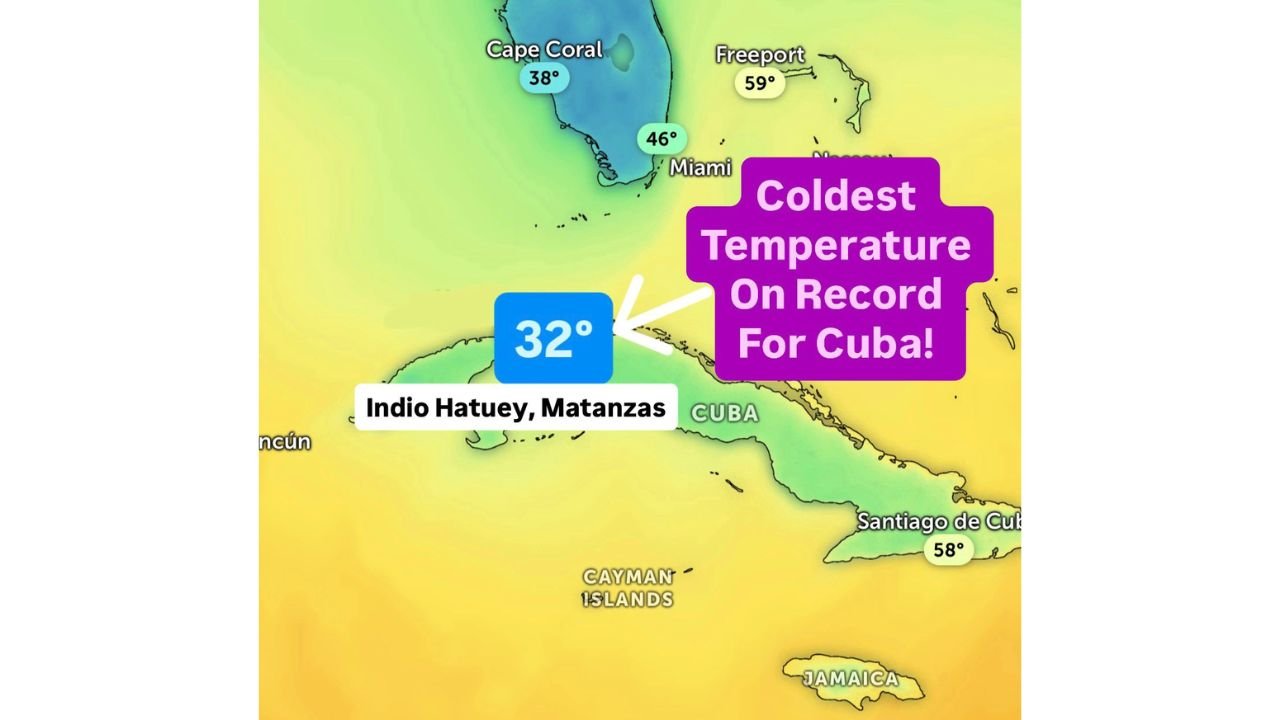 Cuba Records First Freezing Temperature on Record as Arctic Blast Drives Matanzas Down to 32°F