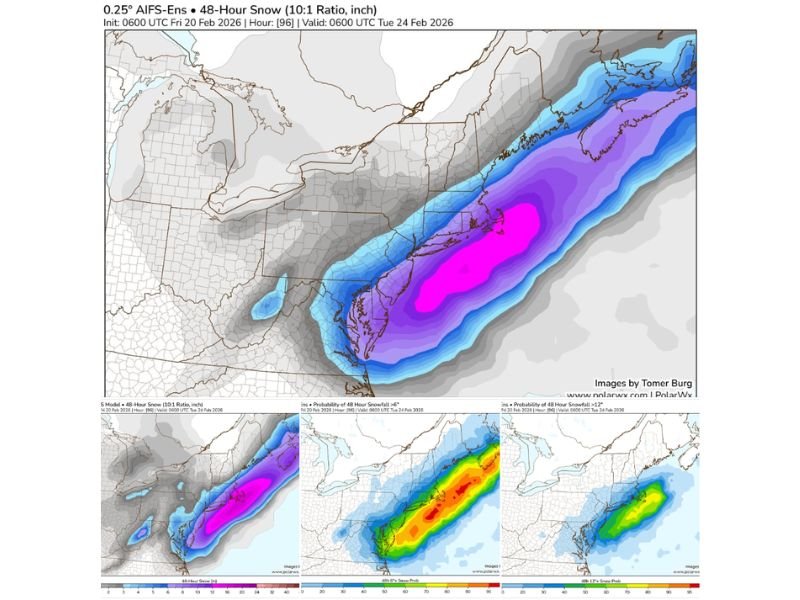 Euro Model Shifts Nor’easter Closer to Coast With Heavy Snow Signal from New Jersey to Southern New England