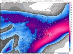 Euro Model Shows Widespread 6–12+ Inch Snow Potential From Midwest to Northeast as Two Storms Merge
