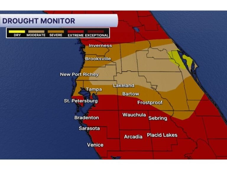 Extreme Drought Expands Across Tampa Bay Region as Southern Pinellas and Parts of Tampa Slip Into Severe Conditions