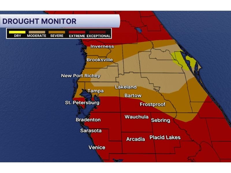 Extreme Drought Expands Across Tampa Bay Region as Southern Pinellas and Parts of Tampa Slip Into Severe Conditions