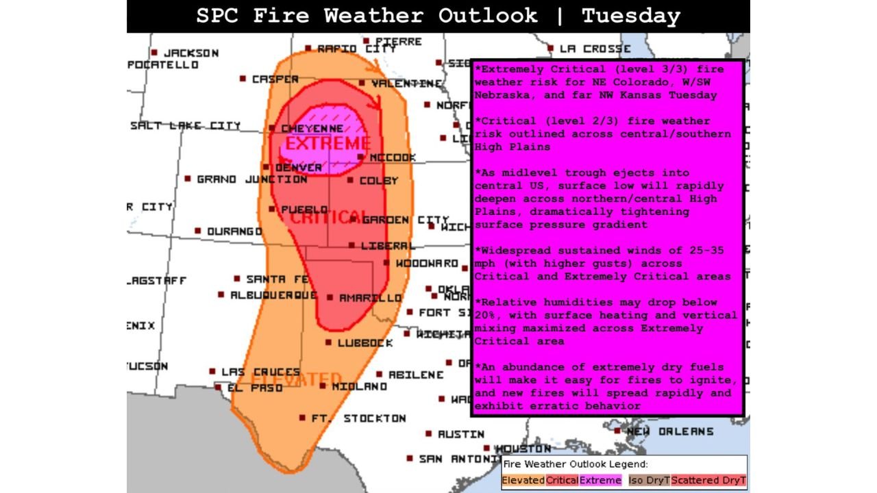 Extremely Critical Fire Weather Erupts Across Northeast Colorado, Western Nebraska and Northwest Kansas as 35 MPH Winds and Sub-20% Humidity Create Explosive Wildfire Risk