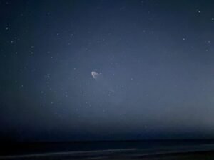 Falcon 9 Lights Up Grand Strand Skies at 5:15 AM: Crescent Moon and Noctilucent Clouds Frame Stunning ISS Crew Launch