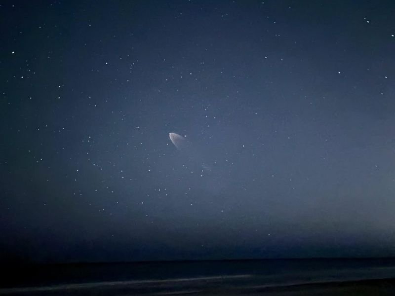 Falcon 9 Lights Up Grand Strand Skies at 5:15 AM: Crescent Moon and Noctilucent Clouds Frame Stunning ISS Crew Launch