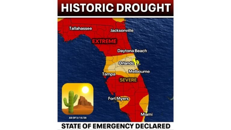 Florida Declares State of Emergency as Historic Drought Engulfs Over 85% of the State, From Tallahassee and Jacksonville to Tampa and Miami