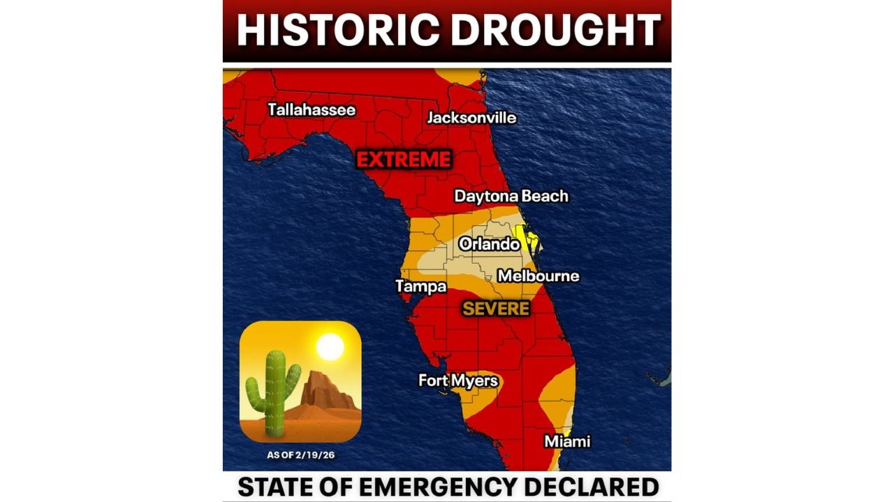 Florida Declares State of Emergency as Historic Drought Engulfs Over 85% of the State, From Tallahassee and Jacksonville to Tampa and Miami