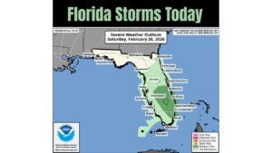 Florida Severe Weather Outlook for February 28: SPC Highlights Central and South Florida for Storm Development Saturday