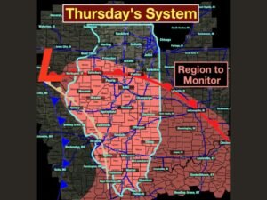 Illinois, Indiana, Kentucky and Missouri Brace for Two-Round Severe Weather Threat Thursday as Warm Front Lifts North