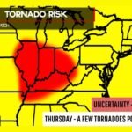 Illinois, Indiana, Ohio and Kentucky Face Unseasonable February Tornado Risk Thursday as Supercells Track East from the Mississippi River