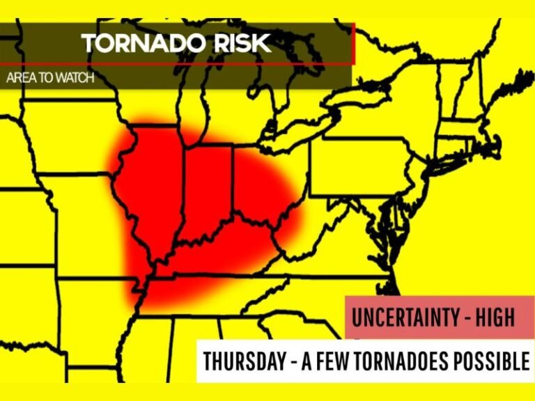 Illinois, Indiana, Ohio and Kentucky Face Unseasonable February Tornado Risk Thursday as Supercells Track East from the Mississippi River