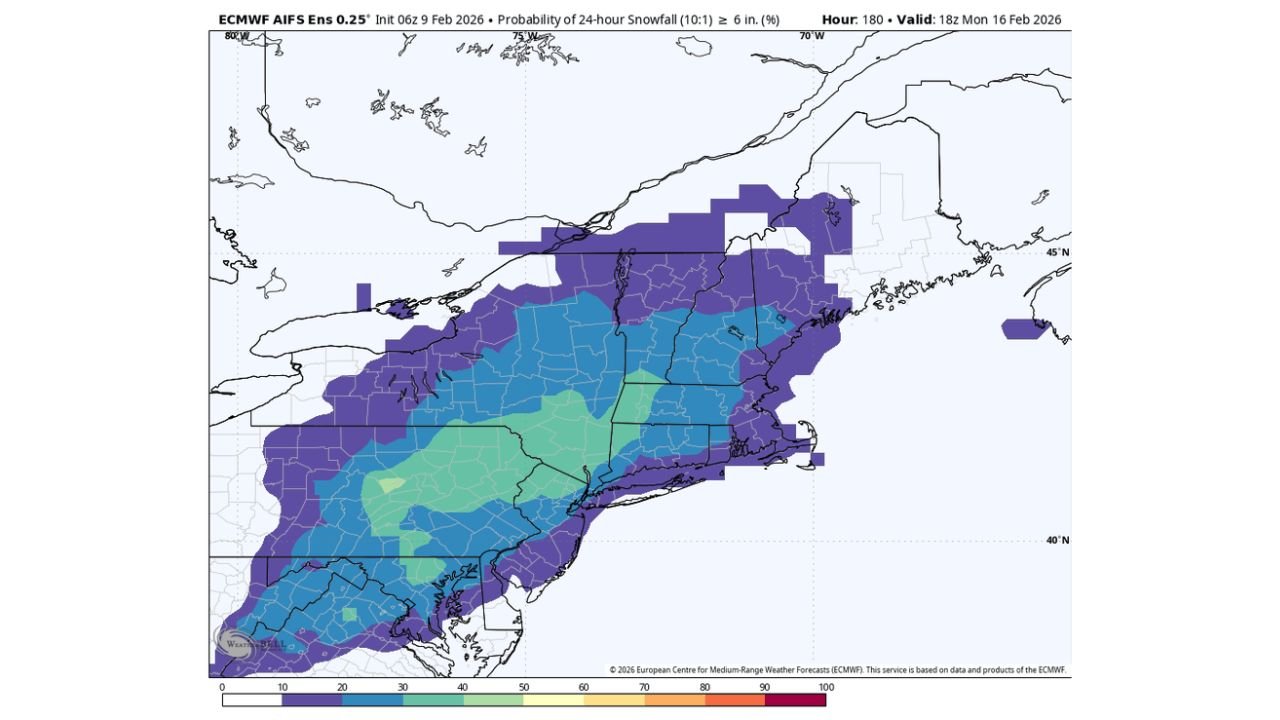 Late-Weekend Winter Storm Signal Strengthens for Pennsylvania, New York, New Jersey, Connecticut, and Massachusetts as Ensemble Trends Focus Snow Risk Inland
