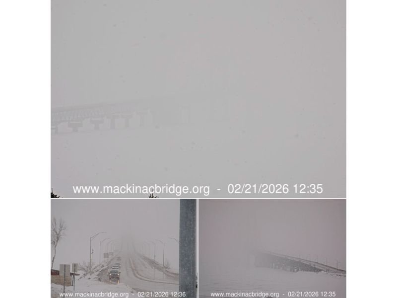 Mackinac Bridge Closed for Third Straight Day as Falling Ice and Whiteout Conditions Shut Down 5-Mile Span in Michigan