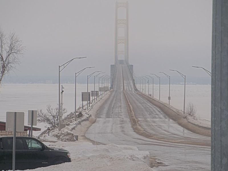 Mackinac Bridge Shuts Down Again as Falling Ice Forces Morning Closure Across Northern Michigan
