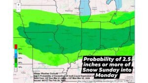Moderate Snow Band Targets Illinois, Indiana, Iowa and Missouri as Models Trend Heavier Totals South of I-80