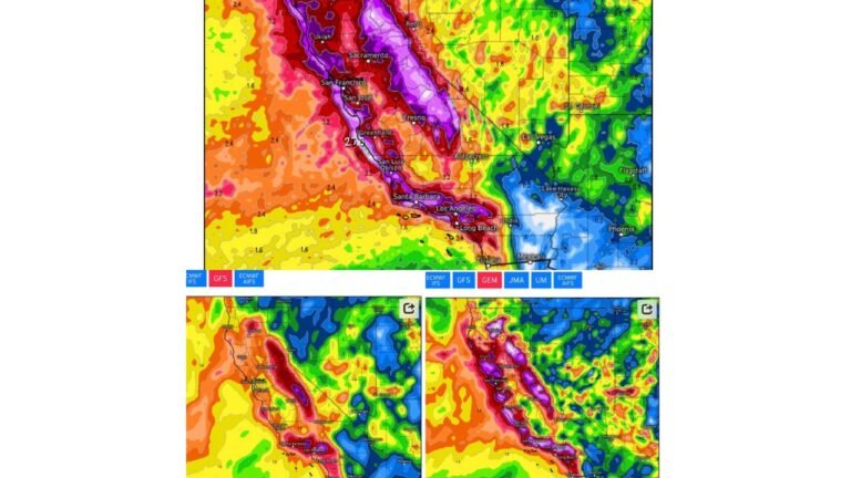 Multi-Day Pacific Storm Pattern Signals Extreme Snowfall in California’s Sierra Nevada and Heavy Rain Across Southern California