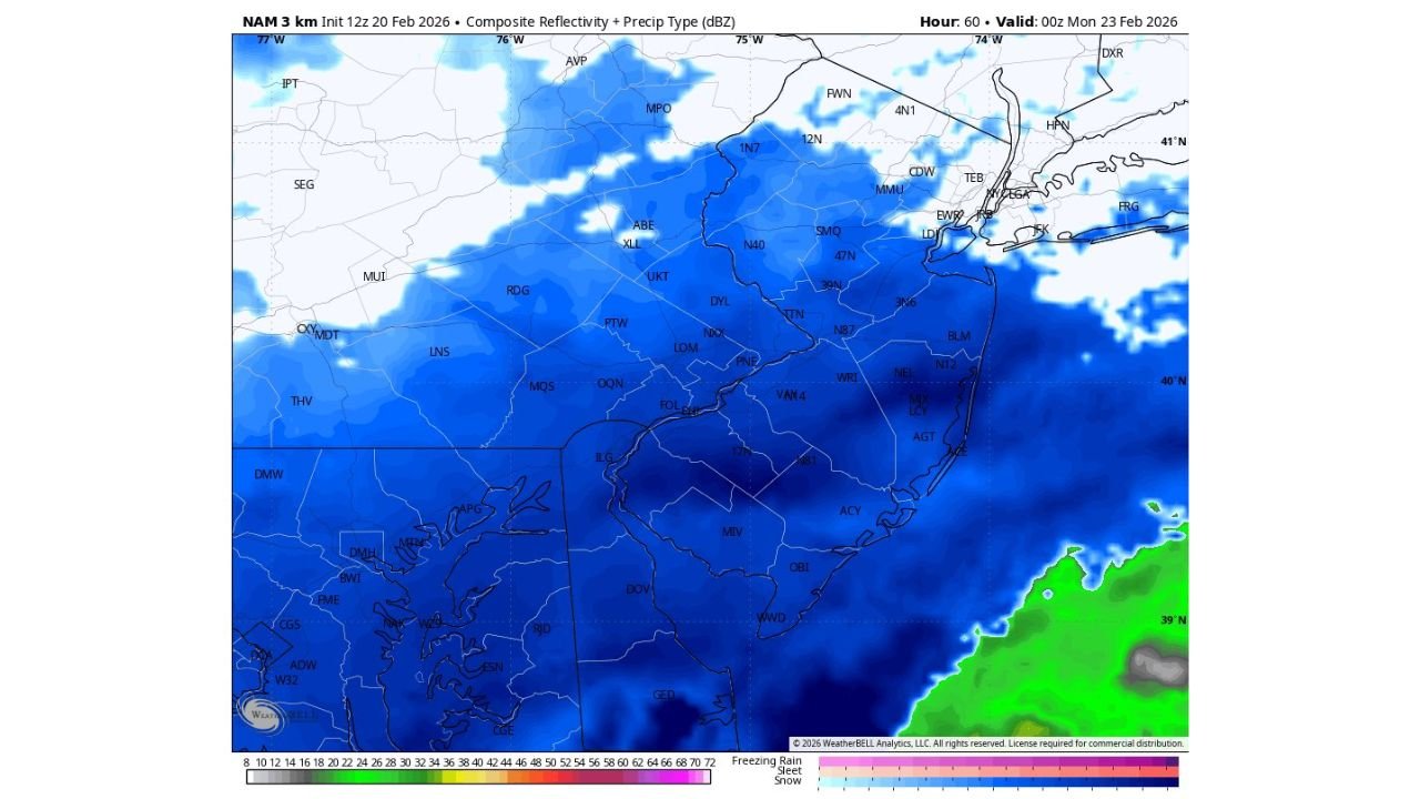 NAM, EURO AI and GFS Align on February 23 Coastal Storm as Snow Spreads Across Pennsylvania, New Jersey and New York