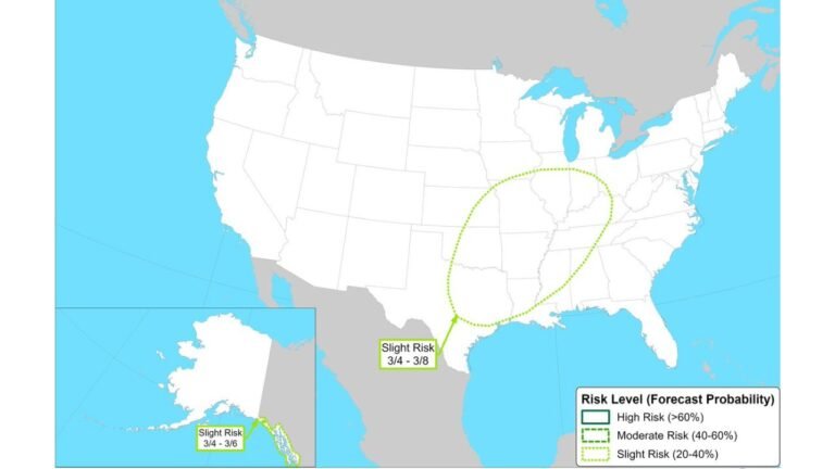 NOAA Flags Slight Risk of Heavy Rainfall from Texas to the Ohio Valley March 4–10, Including Arkansas, Missouri, Illinois and Indiana